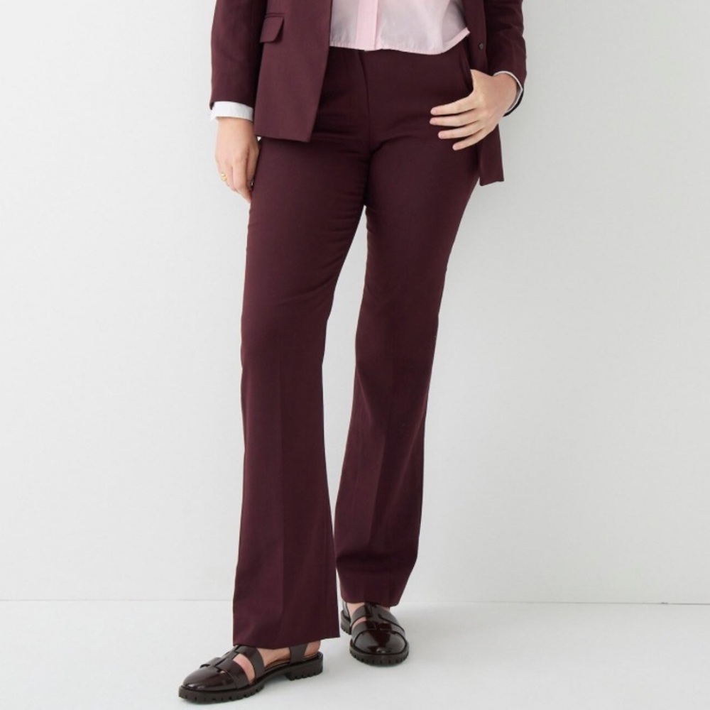 NWT J.Crew Burgundy Willa Pants in Italian Wool, size 4